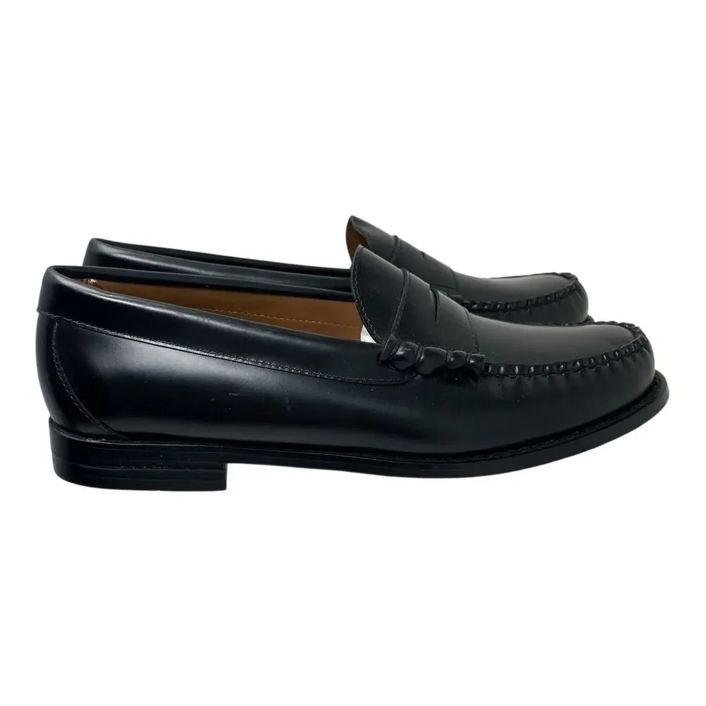 J Crew Penny Loafers Mens 9 Black Leather Sole Business Preppy Luxury Shoes